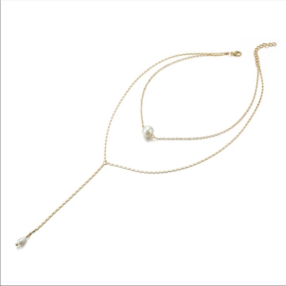 🆕 • Emily • Layered Pearl Lariat Necklace - Picture 2 of 4